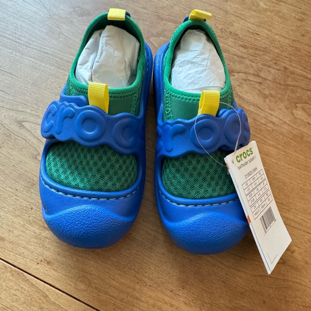 CROCS Kids Blue, Green & Yellow Slip-On Sneakers